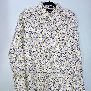 Rye by Hawker Eye Blue & Yellow Floral Cotton Button Down Shirt Slim Fit Size L